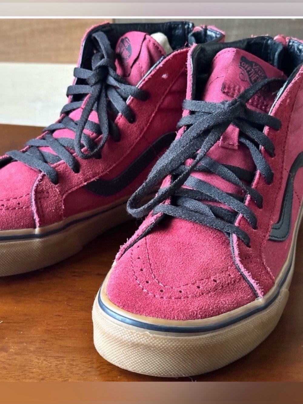 Vans Sk8-Hi Zip Kids Size 3 Maroon Black High Top Sneakers